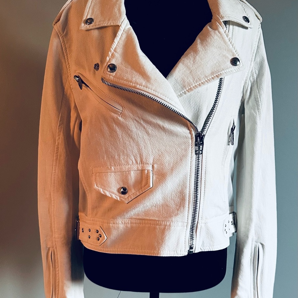 Blank NYC White Jean Jacket with Zipper Accents